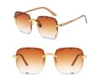 Women's UV400 Rimless Sunglasses Summer Holiday Large Sun Glasses Eyewear - Gradient Brown 1