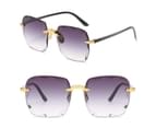 Women's UV400 Rimless Sunglasses Summer Holiday Large Sun Glasses Eyewear - Gradient Grey 1