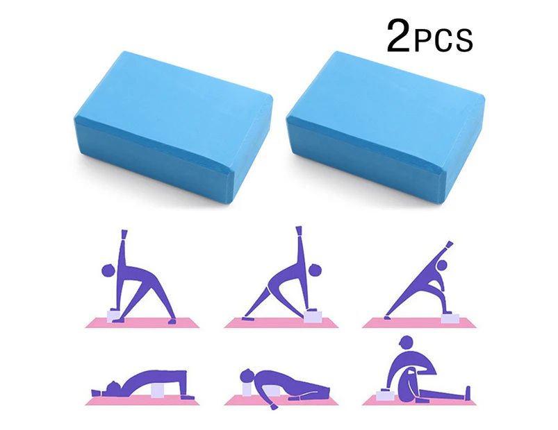 2Pcs Blue Yoga Block Brick Foaming Exercise Practice Fitness Gym Sport Tool