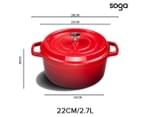SOGA Cast Iron 24cm Stewpot Casserole Stew Cooking Pot With Lid 3.6L Black 5