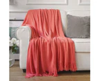 Bahamas Woven Throw Rug with Fringe 130 x 150 cm - Coral