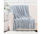 Bahamas Woven Throw Rug with Fringe 130 x 150 cm - Silver