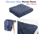 Havana Blue Woven Throw Rug 127 x 152 cm