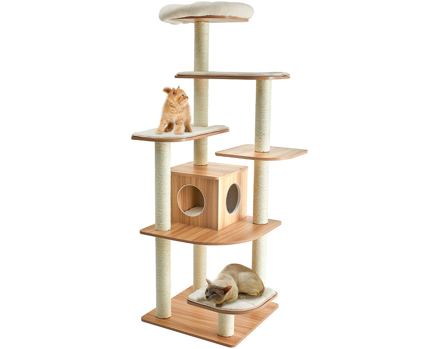 Costway 176cm 7-level Cat Tree Scratching Post Scratcher Sisal Pole Cat Tower Condo Activity Cat House Pet Toy Furniture