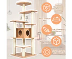 Costway 176cm 7-level Cat Tree Scratching Post Scratcher Sisal Pole Cat Tower Condo Activity Cat House Pet Toy Furniture