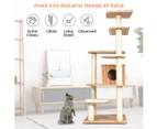 Costway 176cm 7-level Cat Tree Scratching Post Scratcher Sisal Pole Cat Tower Condo Activity Cat House Pet Toy Furniture