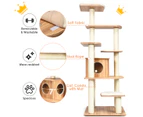 Costway 176cm 7-level Cat Tree Scratching Post Scratcher Sisal Pole Cat Tower Condo Activity Cat House Pet Toy Furniture