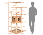 Costway 176cm 7-level Cat Tree Scratching Post Scratcher Sisal Pole Cat Tower Condo Activity Cat House Pet Toy Furniture