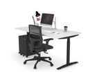 Sit-Stand Range - Stand Up Electric Height Adj Desk Black Frame [1800L x 800W with Cable Scallop] - white