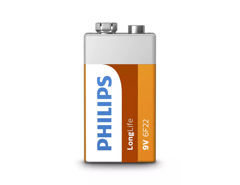 Philips Battery Zinc Carbon 9V 6F22 Long Life Batteries - Refurbished Grade B