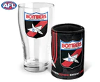 AFL 2-Piece Essendon Bombers Heritage Pint Glass & Can Cooler Gift Set