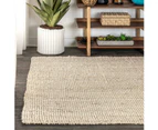 Chunky Bleached Jute Rug - Tucked Ends - 304x240cm
