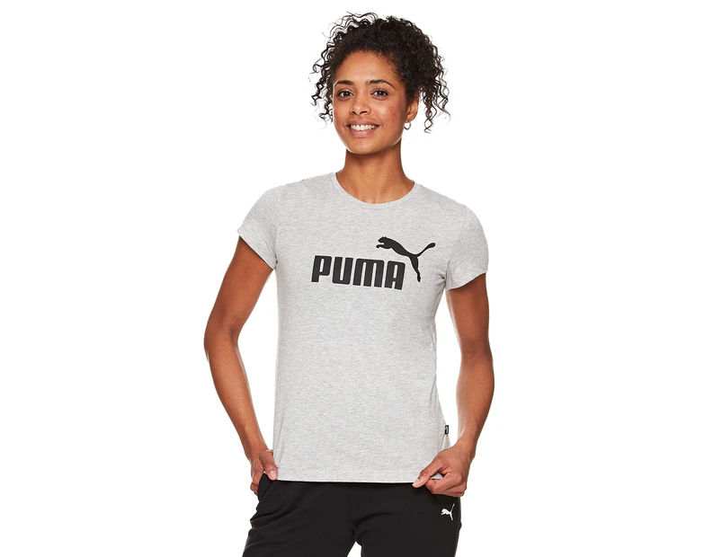 Puma Women's Essentials Logo Tee / T-Shirt / Tshirt - Light Grey Heather |  Catch.com.au