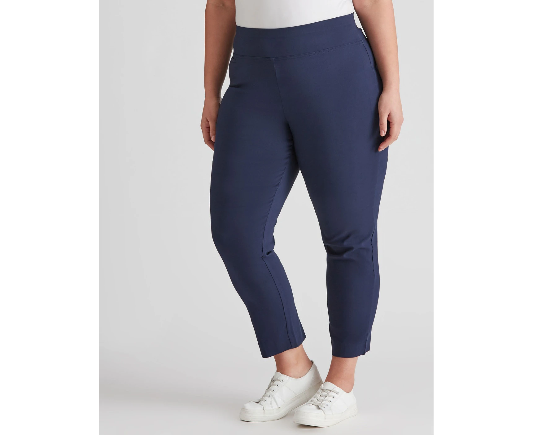 Autograph - Plus Size - Womens Pants - Blue All Season Ponte Leggings - Trousers - Navy - High Waist - Super Stretch Elastane - Office Work Clothes