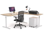 Stand-up - Electric Corner Standing Desk White Frame Left or Right Side Return [1800L x 1800W with Cable Scallop] - maple, none