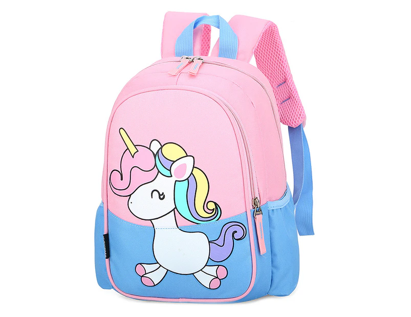 Kids Boys Girls Backpack Unicorn School Nursery Toddlers Bag Rucksack Backpack - Pony Sky Blue Pink