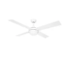 52 Inch Ceiling Cooling Fan with Lights and Remote LED Lamp 4 Blades 3 Speed Timer White