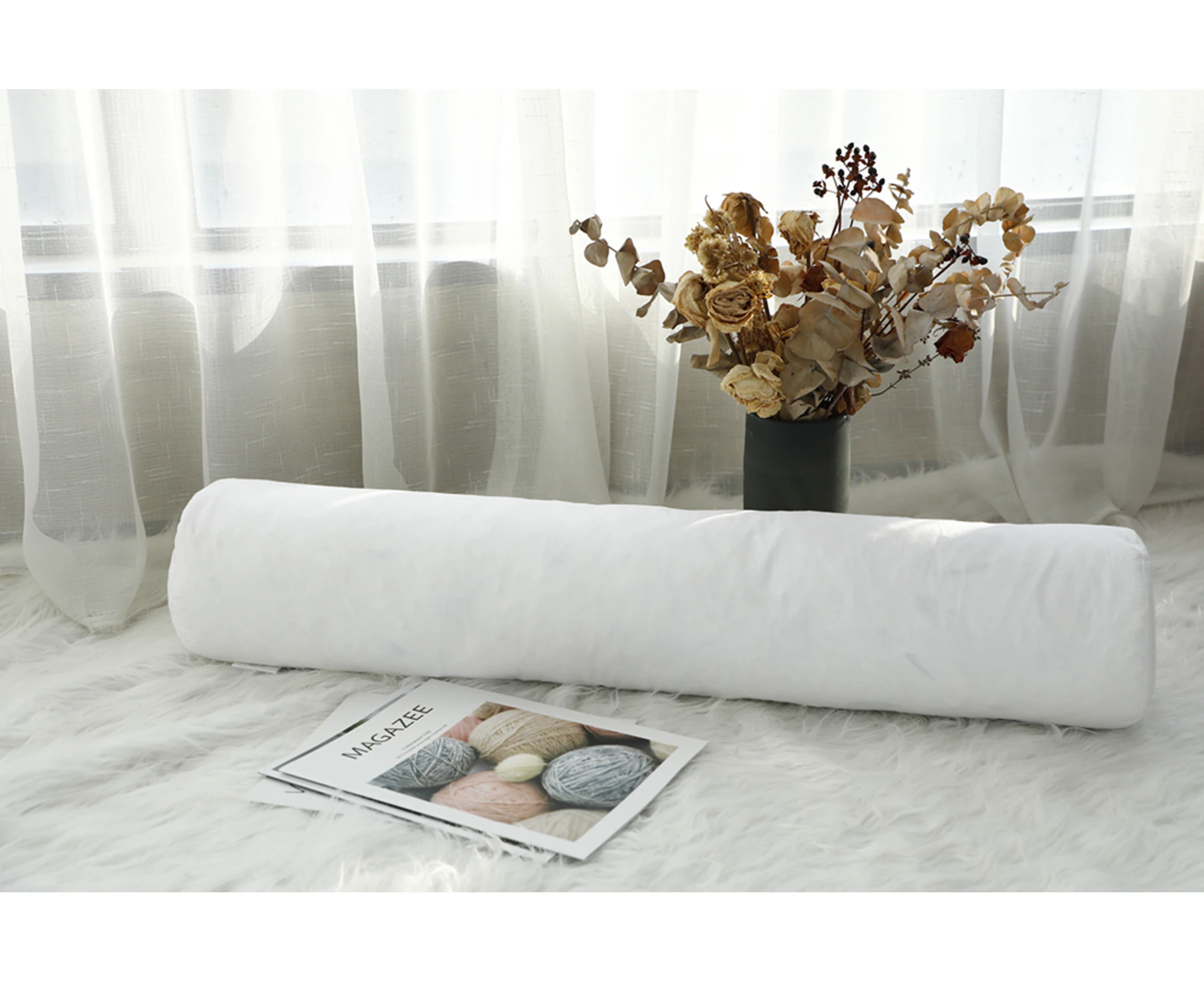 White Goose Down Body Roll Pillow