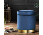 Artiss Ottoman Storage Foot Stool Round Velvet Navy