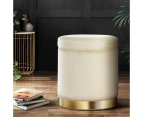 Artiss Ottoman Storage Foot Stool Round Velvet Cream