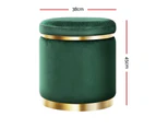 Artiss Ottoman Foot Stool Round Velvet Green