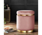 Artiss Ottoman Foot Stool Round Velvet Pink