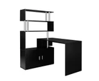 Office Computer Desk L Shaped Rotating Corner Study Home Writing Table 3 Bookshelf 2 Cabinet Black