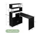 Office Computer Desk L Shaped Rotating Corner Study Home Writing Table 3 Bookshelf 2 Cabinet Black