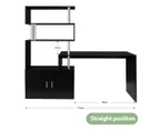 Office Computer Desk L Shaped Rotating Corner Study Home Writing Table 3 Bookshelf 2 Cabinet Black