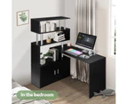 Office Computer Desk L Shaped Rotating Corner Study Home Writing Table 3 Bookshelf 2 Cabinet Black