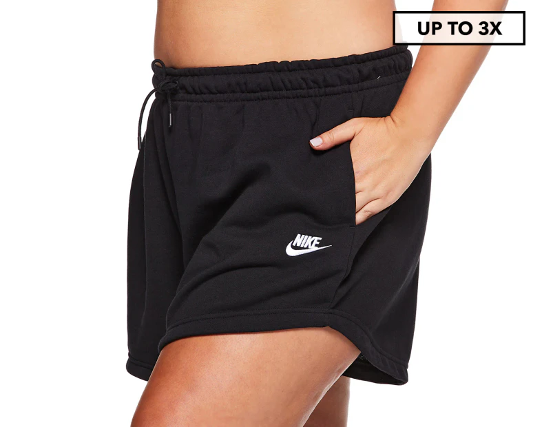 Nike Sportswear Women's Plus Size Essential French Terry Shorts - Black/White