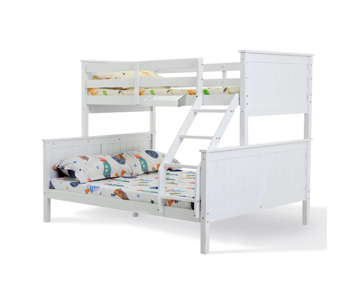 KINGSTON SLUMBER Bunk Bed Frame Modular Single White Wood Kids Double Deck Twin