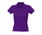 SOLS Womens People Pique Short Sleeve Cotton Polo Shirt (Dark Purple) - PC319
