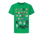 Minecraft Official Boys Sprites Characters T-Shirt (Green) - NS4545