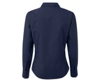 Premier Womens Poplin Long Sleeve Blouse / Plain Work Shirt (Navy) - RW1090