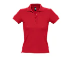 SOLS Womens People Pique Short Sleeve Cotton Polo Shirt (Red) - PC319