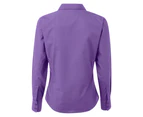 Premier Womens Poplin Long Sleeve Blouse / Plain Work Shirt (Rich Violet) - RW1090