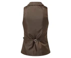 Premier Womens Herringbone Waistcoat (Brown Check) - RW6601