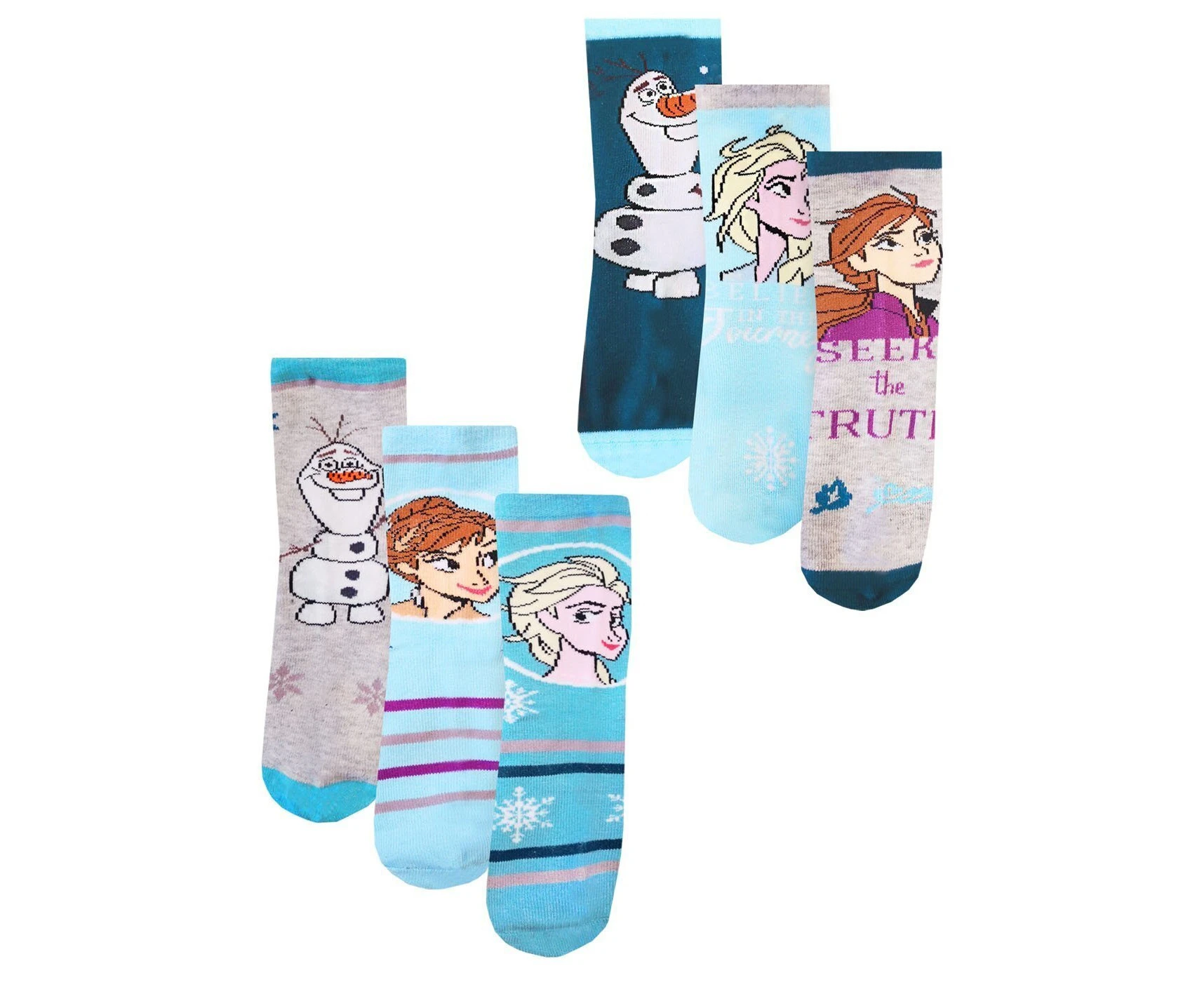 Frozen Girls Character Socks (Pack of 6) (Multicoloured) - NS6047