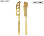 Gabel & Teller 2-Piece Satin Cheese Knife Set - Gold