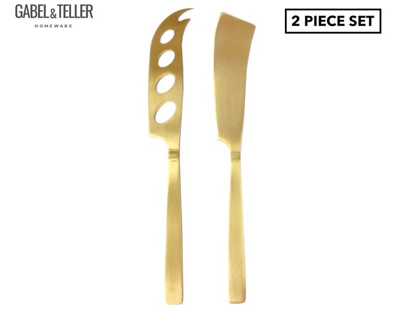 Gabel & Teller 2-Piece Satin Cheese Knife Set - Gold