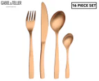 Gabel & Teller 16-Piece Satin Curved Cutlery Set - Copper