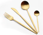 Gabel & Teller 16-Piece Satin Straight Cutlery Set - Gold