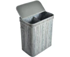 Bamboo Laundry Hamper, Dirty Clothes Bin Box with Lid - Grey