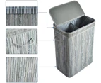 Bamboo Laundry Hamper, Dirty Clothes Bin Box with Lid - Grey