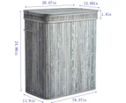 Bamboo Laundry Hamper, Dirty Clothes Bin Box with Lid - Grey