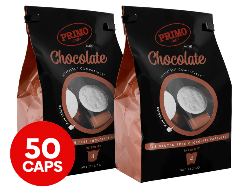 2 x 25pk Primo Caffe Capsules Chocolate
