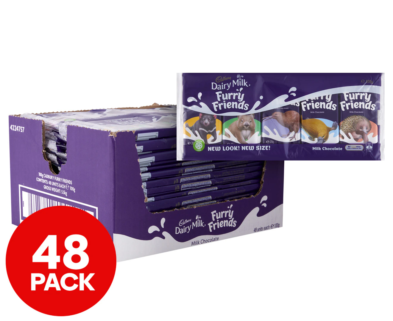 48 x Cadbury Furry Friends 100g