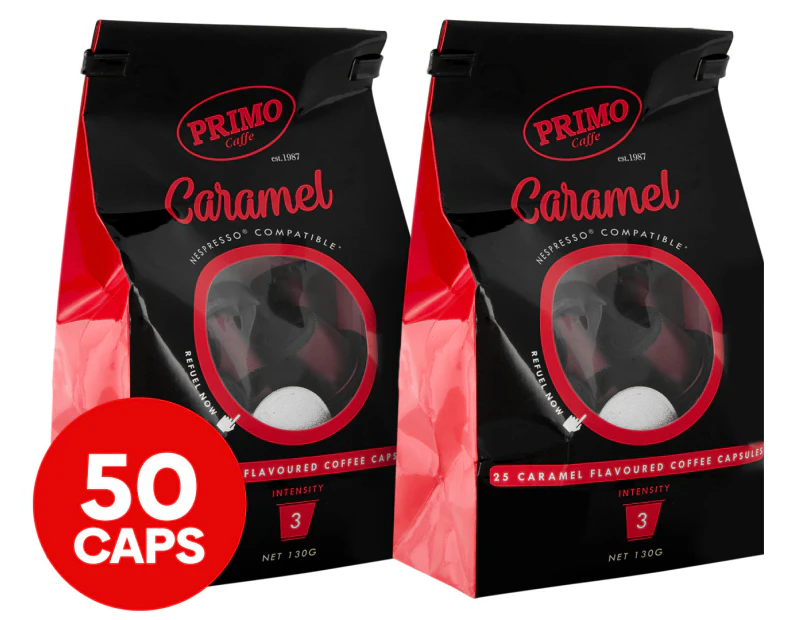 2 x 25pk Primo Caffe Coffee Capsules Caramel