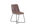 Abelene Dining Table  Set of 7pcs 6 Chair 160cm Rectangular Wooden Desk Metal Legs Base Dining Room Furniture - Brown